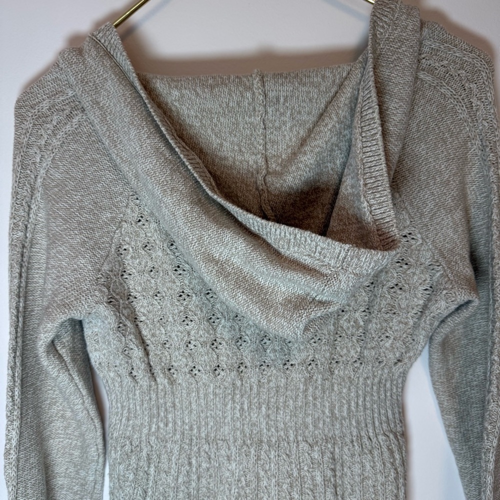 DKNY Jeans Trendy Beige Babydoll Knit Sweater Hoodie Size S - Picture 5 of 7